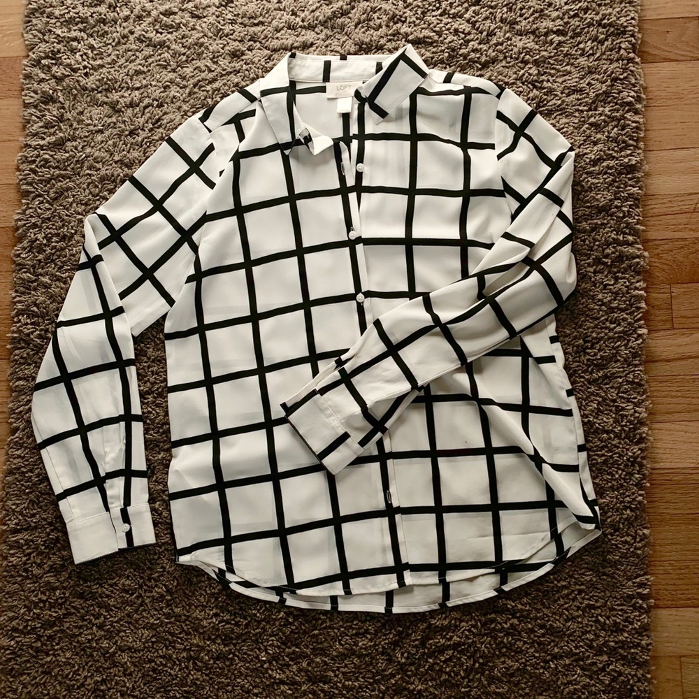LOFT print button down blouse